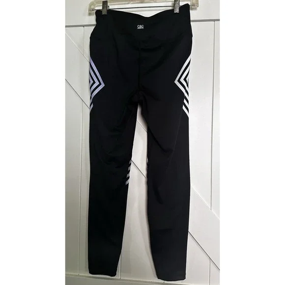 C&C California Capri Leggings Womens M Black/White Activewear Athletic Workout - Picture 2 of 5